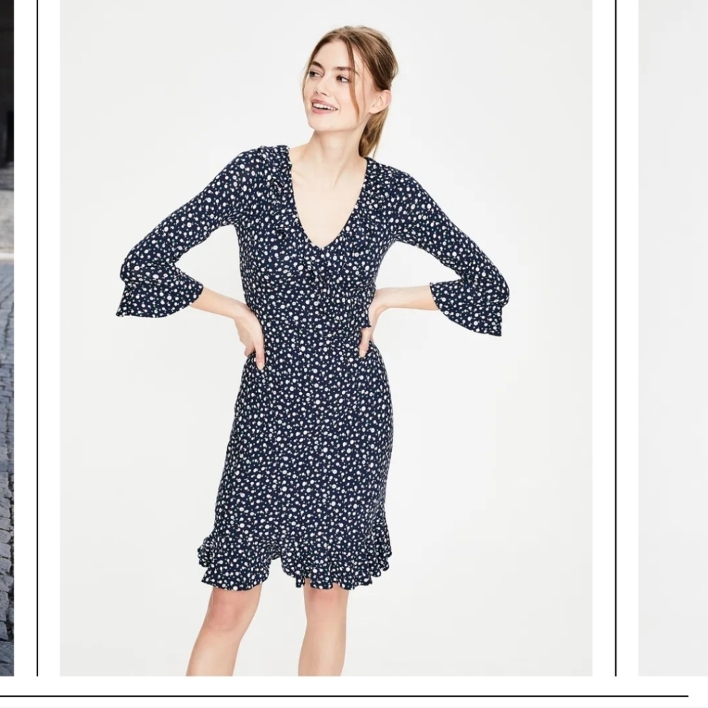 Boden Michaele Jersey Dress Ruffle Floral Women's Size 6R